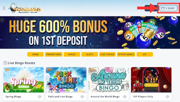 Cyber Bingo Casino(サイバービンゴ)の入金不要ボーナス