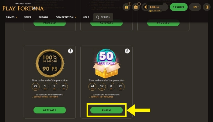PlayFortuna(プレイフォーチュナ)入金不要ボーナス