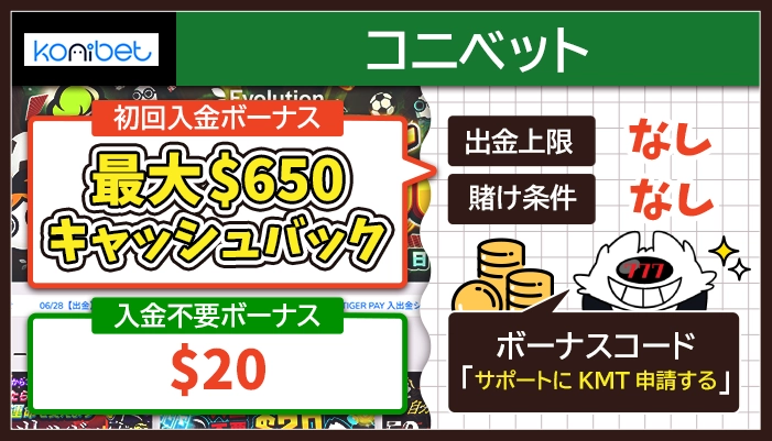 コニベット初回入金ボーナス